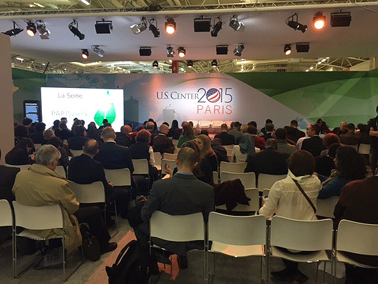 The U.S. Center COP21 during an event at Le Bourget, outside Paris, France. 