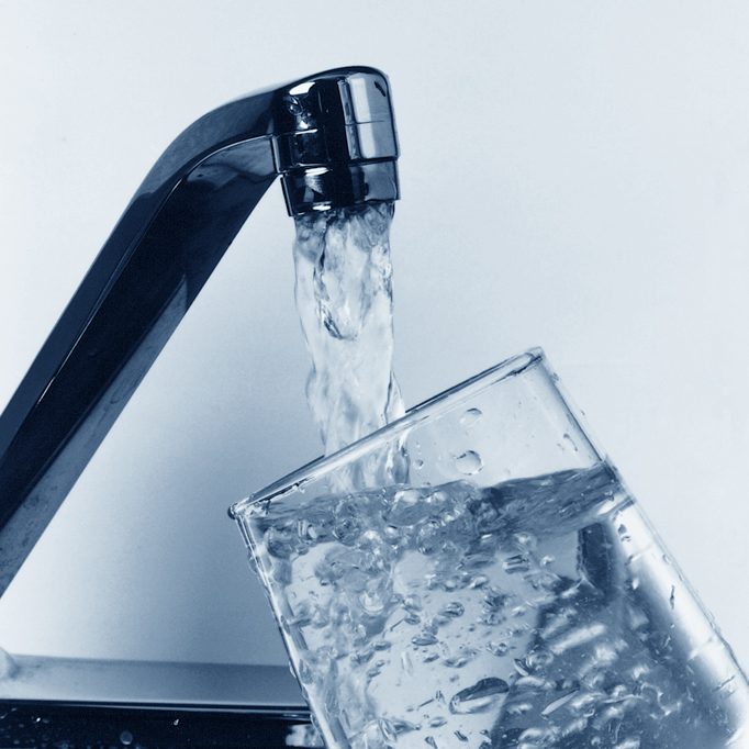 water coming out of faucet