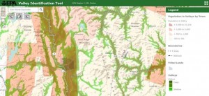 Screenshot of EPA Region 1 Valley Indication Tool.